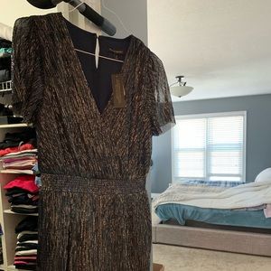 Banana Republic Metallic Gunmetal Crop Jumpsuit